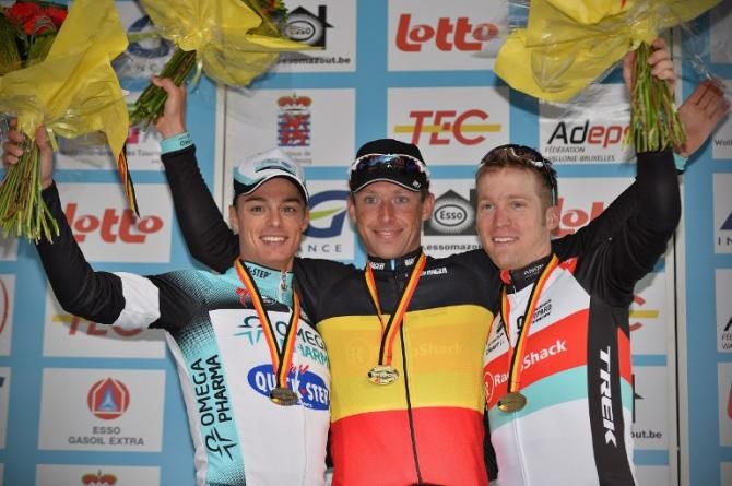 The 2013 Belgian RR podium: Gianni Meersman, Stijn Devolder and Jan Bakelants