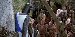 Terry Jones, Eric Idle and John Cleese in Monty Python and the Holy Grail