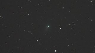 Stargazer Steven Bellavia captures this image of Comet Leonard and Leonid meteor on Nov. 13, 2021 from Mattituck, New York.