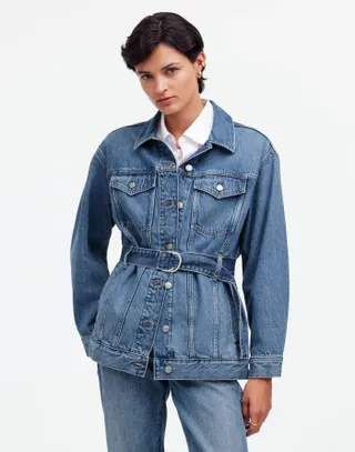 Madewell, Belted Oversized Trucker Jean Jacket