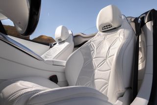 The white Nappa leather interior of the Mercedes-Maybach SL 680 Monogram Series