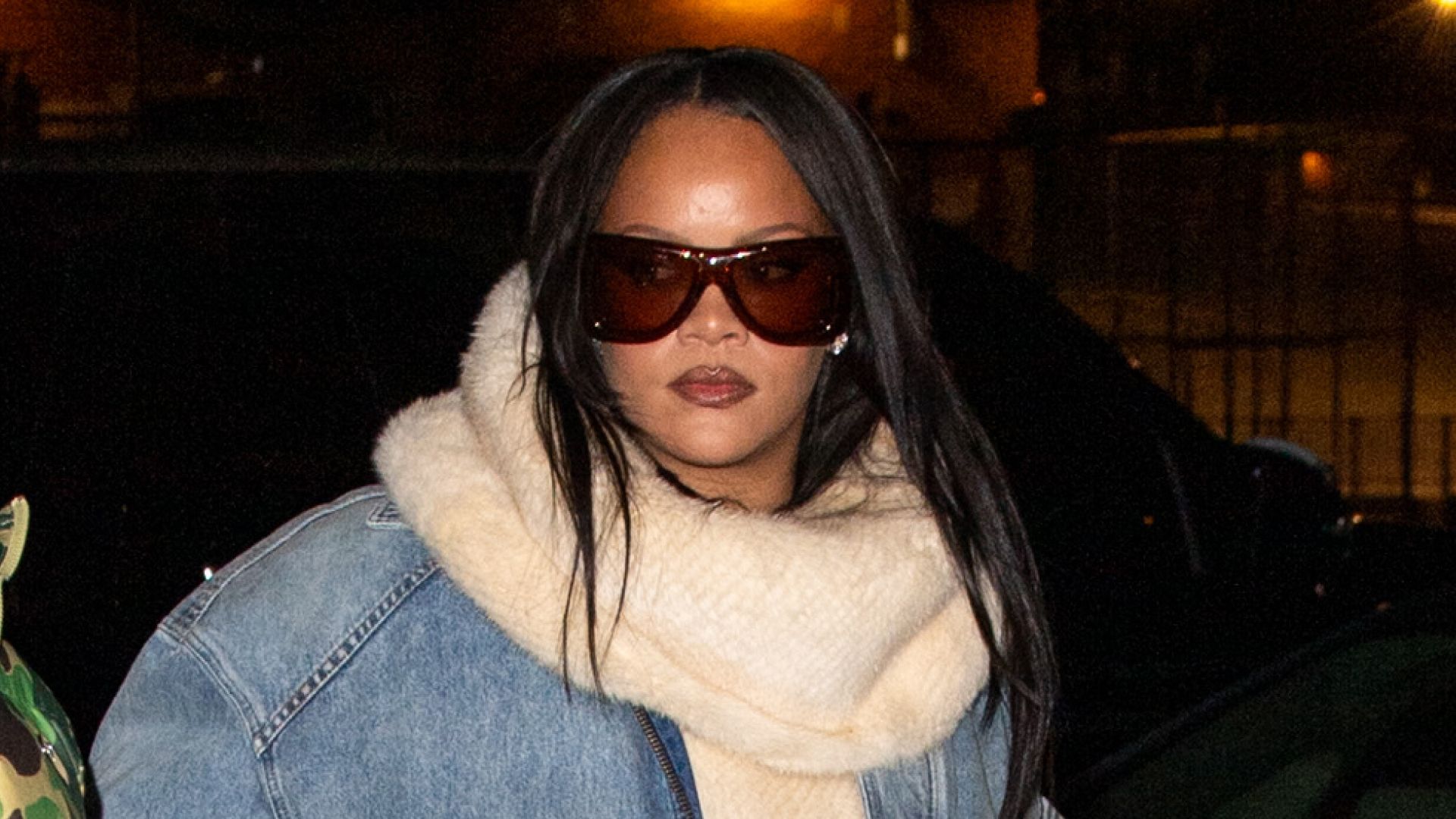 Rihanna Accessorizes Her Denim-on-Denim Outfit With 2026's Tiger-Print Trend