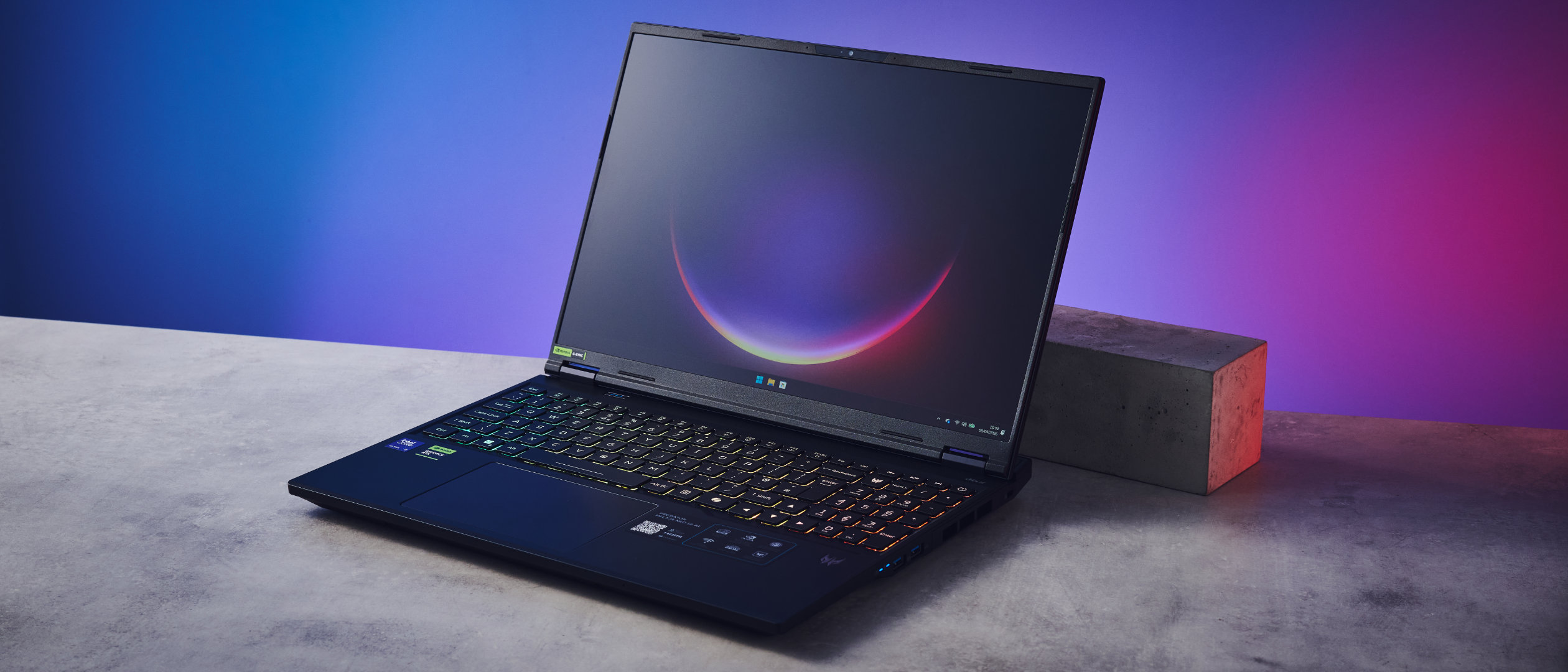 A black Acer Predator Helios Neo 16 AI gaming laptop