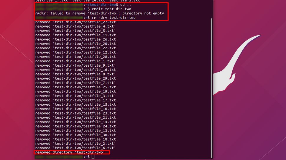 Directory not empty rmdir. Как удалить каталог в Linux через терминал. Rmdir.