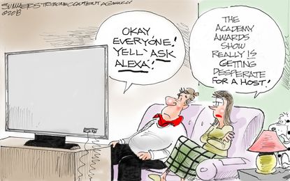 Editorial cartoon U.S. Academy Awards Oscars host desperate Alexa