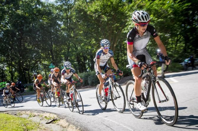 Evelyn Stevens (Specialized-lululemon) leading the break on the climb.