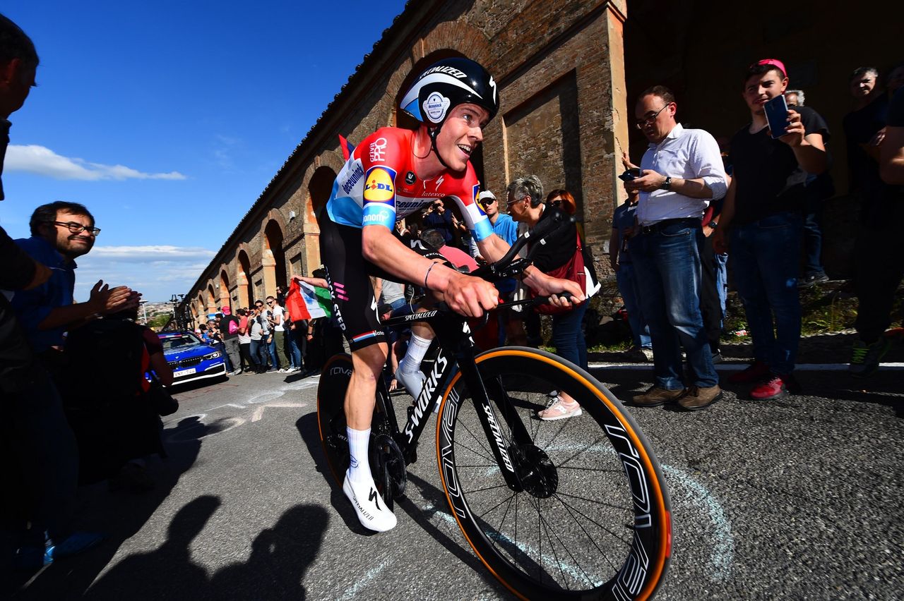 Bob Jungels (Deceuninck-Quick Step) on the climb to the finish