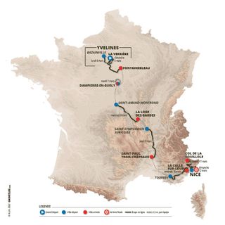 Map of the 2023 Paris-Nice