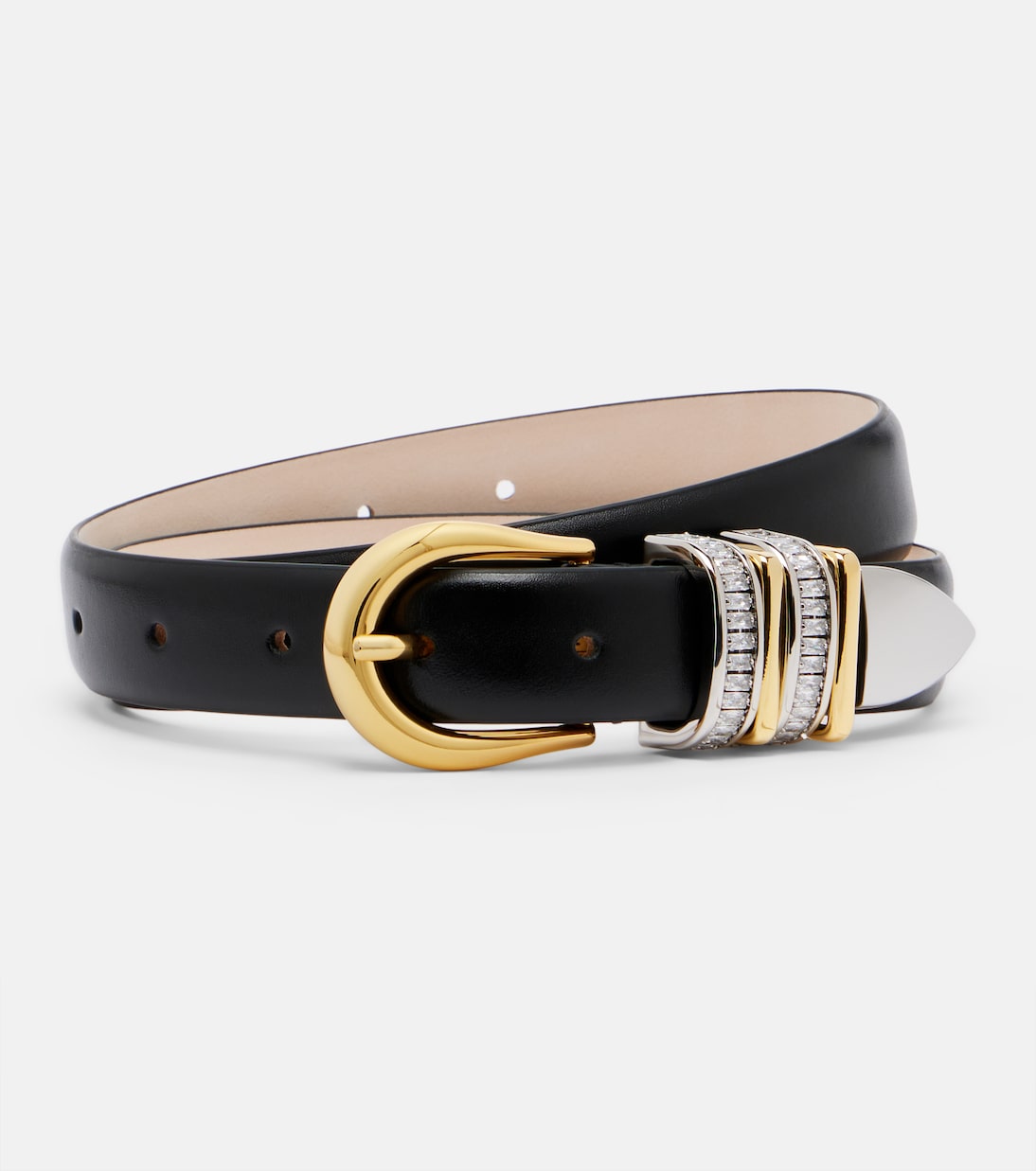 Hollyhock Embellished Leather Belt