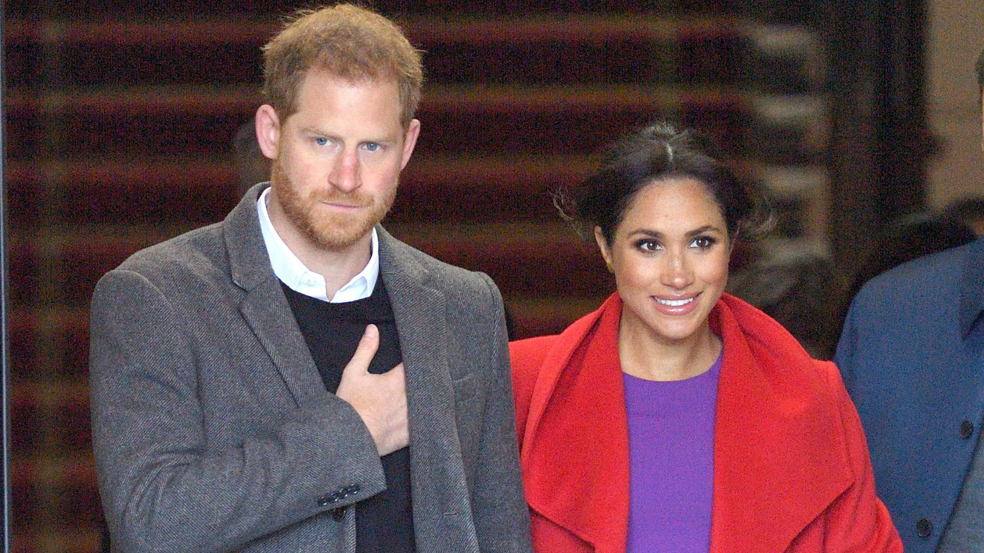 Prince Harry, Duke of Sussex and Meghan, Duchess of Sussex meet members of the public during a visit of Birkenhead at Hamilton Square on January 14, 2019