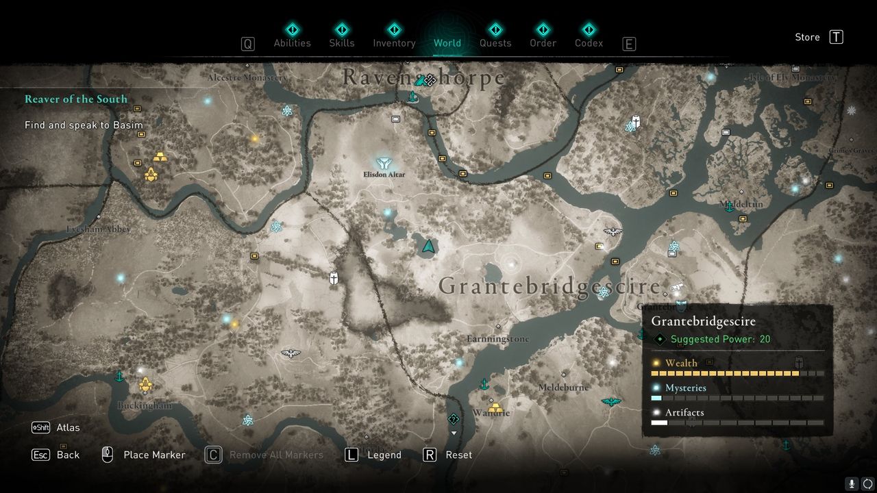 AC Valhalla Grantebridgescire treasure hoard map location