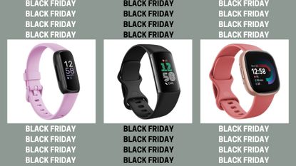 Fitbit Inspire 3, Charge 6, and Versa 4 collage as part of the best Fitbit deals for Black Friday