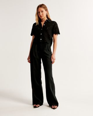 Black Sloane Tailored Linen-Blend Pants