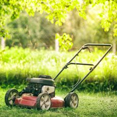 lawn mower in yard 