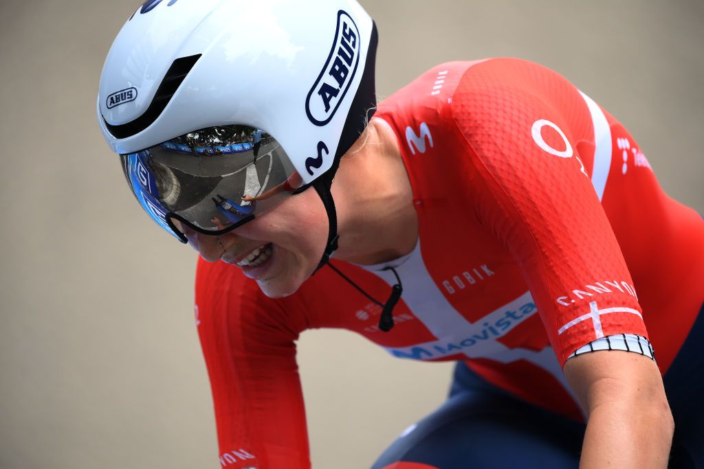 Emma Norsgaard (Movistar) during her Stage 8 ITT effort