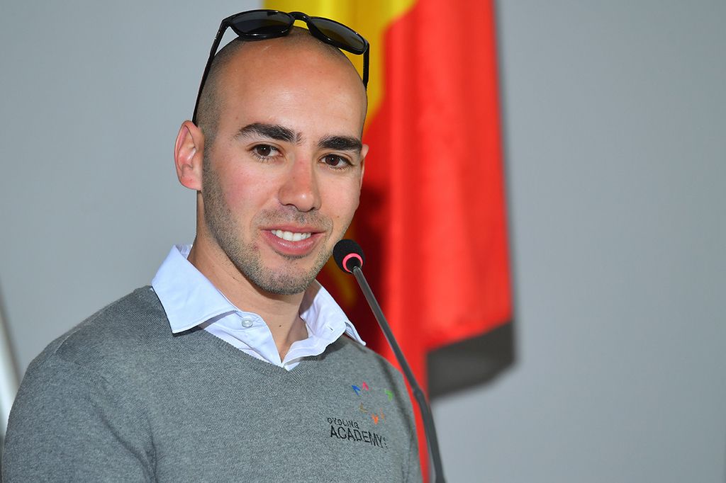 Cycling Academy Team manager Ran Margaliot address the room