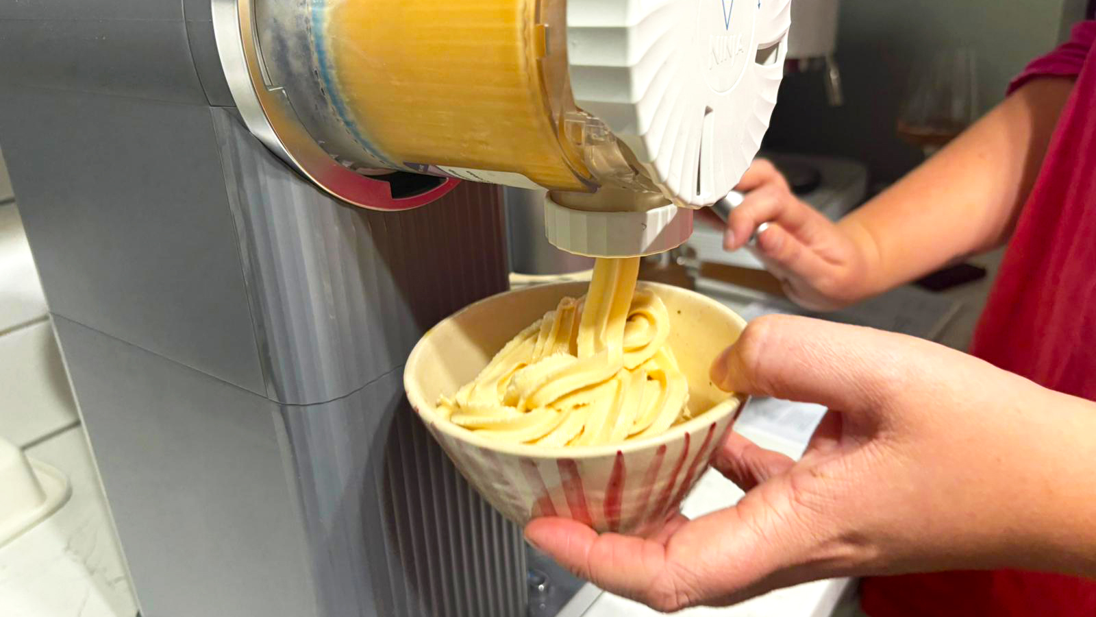 Ninja Swirl by Creami making protein vanilla ice cream