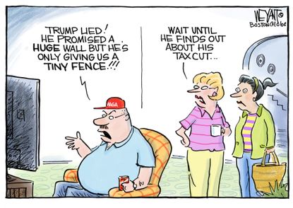 Political Cartoon U.S. Trump lies border wall tax cut