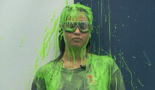 Hannah Chaddha getting dumped on with slime Big Brother CBS