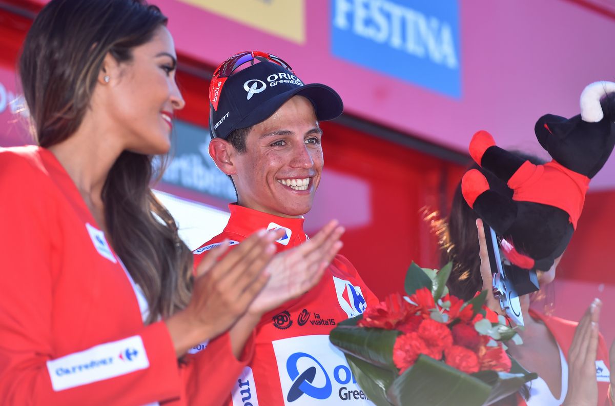 Esteban Chaves was always smiling on the podium which was a common occurrence