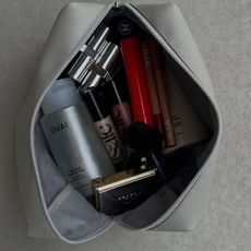 Makeup bag with products inside