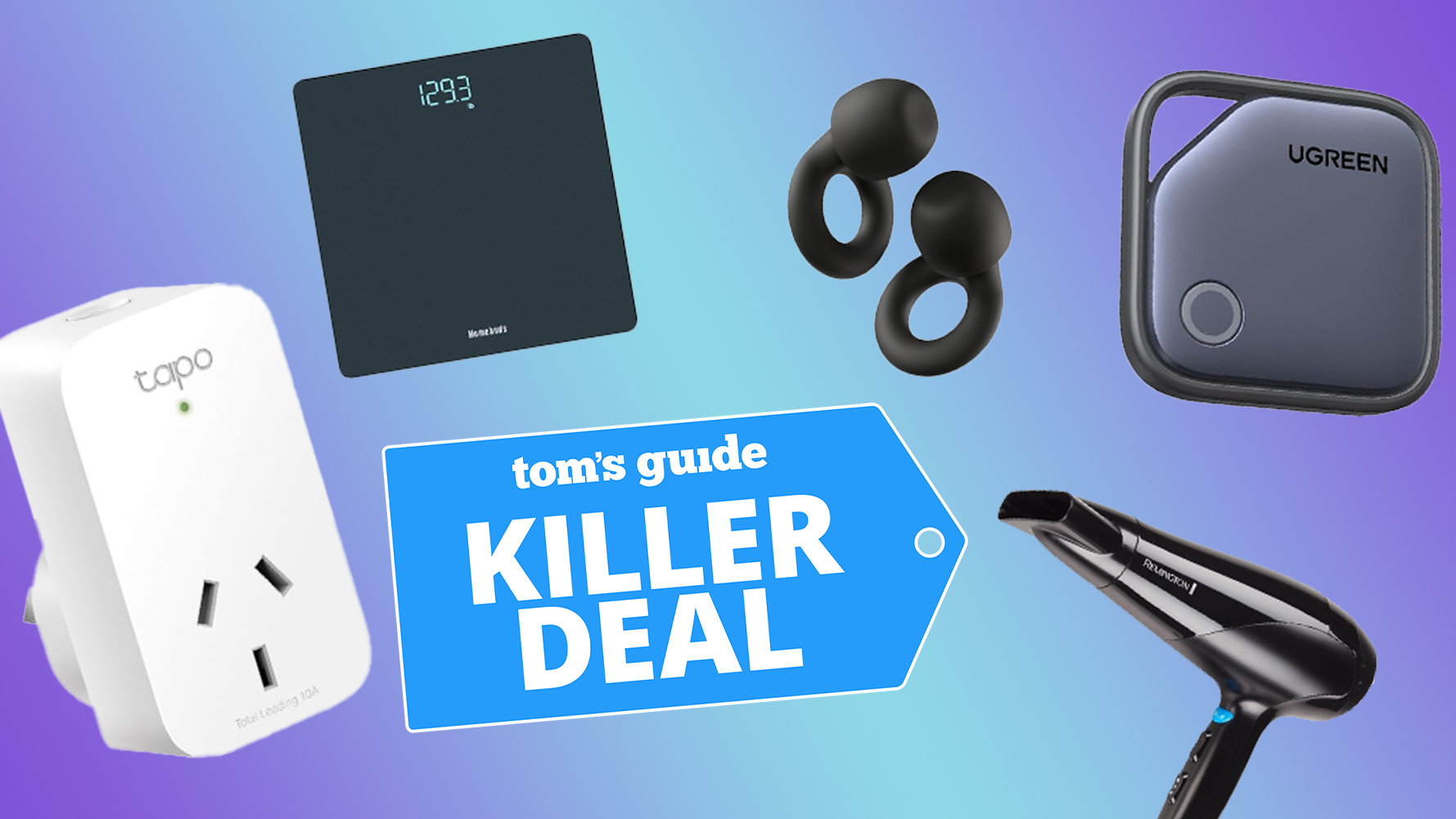 Products on gradient bacckground with Tom's Guide deal badge