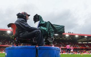 TV camera covering Nottingham Forest v Luton Town at the City Ground