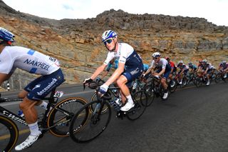 JEBEL JAISON UNITED ARAB EMIRATES FEBRUARY 25 Chris Froome of The United Kingdom and Team Israel Startup Nation during the 3rd UAE Tour 2021 Stage 5 a 170km stage from Fujairah Marine Club to Jebel Jaison 1489m Peloton Mountains First Hairpin 478m UAETour February 25 2021 in Jebel Jaison United Arab Emirates Photo by Tim de WaeleGetty Images