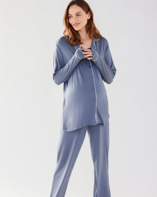 Maternity Slate Modal Button Up pyjamas