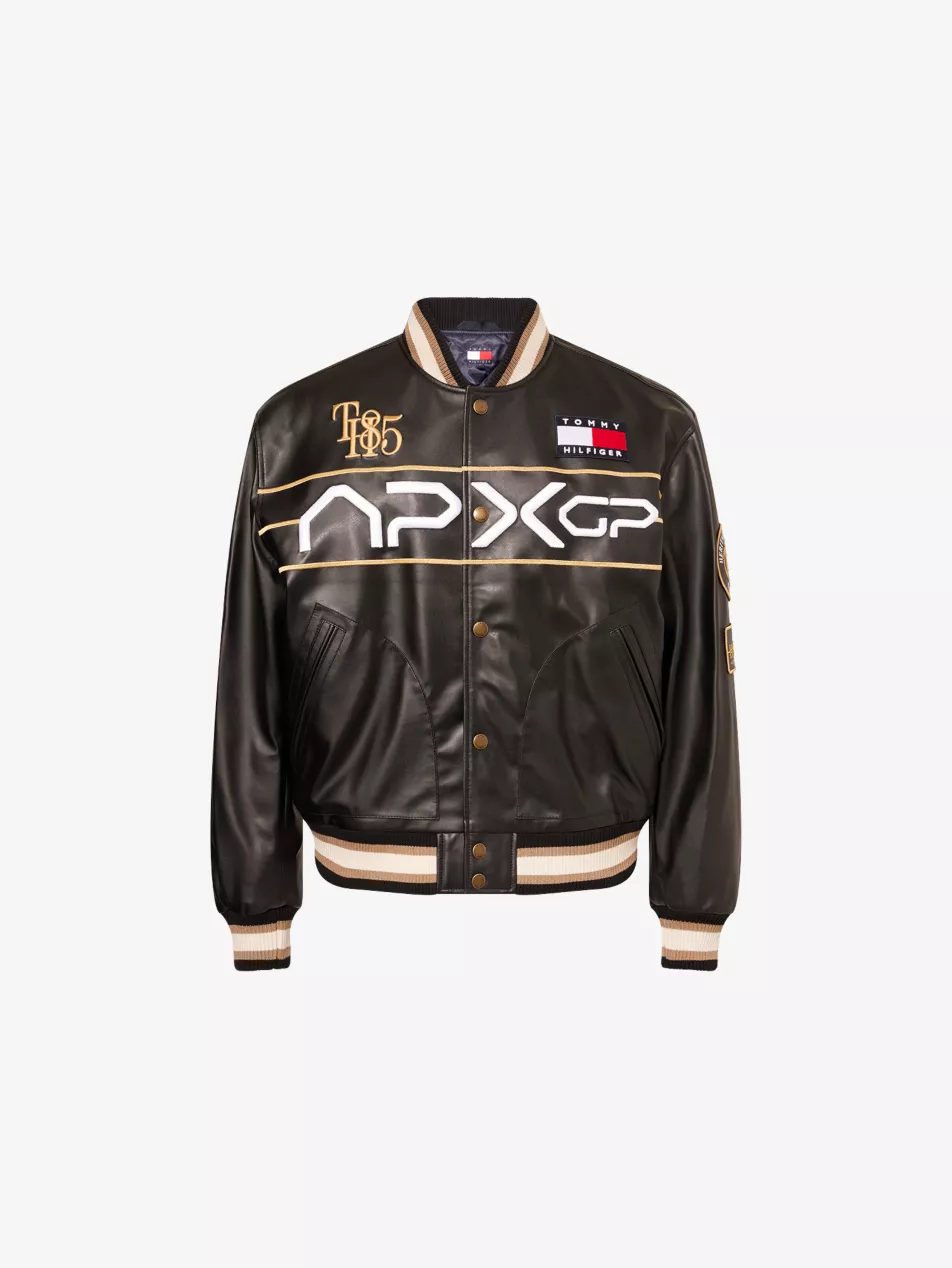 The Apxgp Collection Boxy-Fit Faux-Leather Varsity Jacket