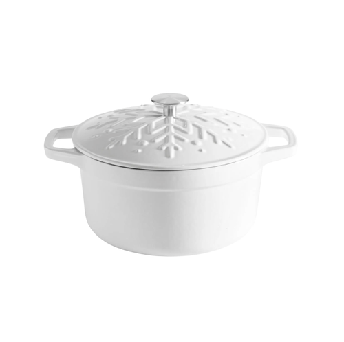 Cast Iron Snowflake Casserole White