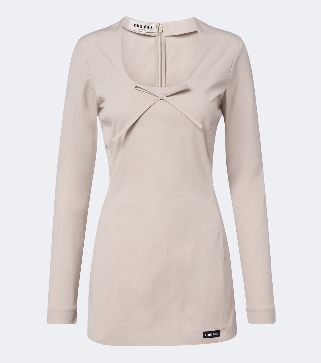 Bow-Detail Cotton-Blend Poplin Minidress in White - Miu Miu