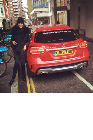 Marie Claire Fashion Director Jayne Pickering Wraps Up Beside Her Mercedes Benz Ride