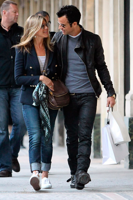 Jennifer Aniston and Justin Theroux sizzle in matching leather on date  night in Paris