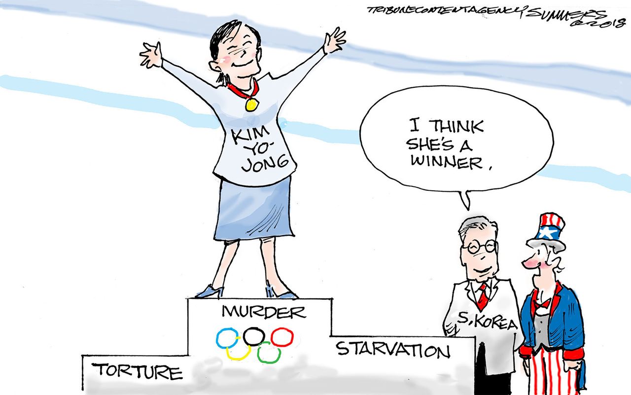 Political cartoon U.S. Olympics 2018 Kim Yo-Jong North Korea