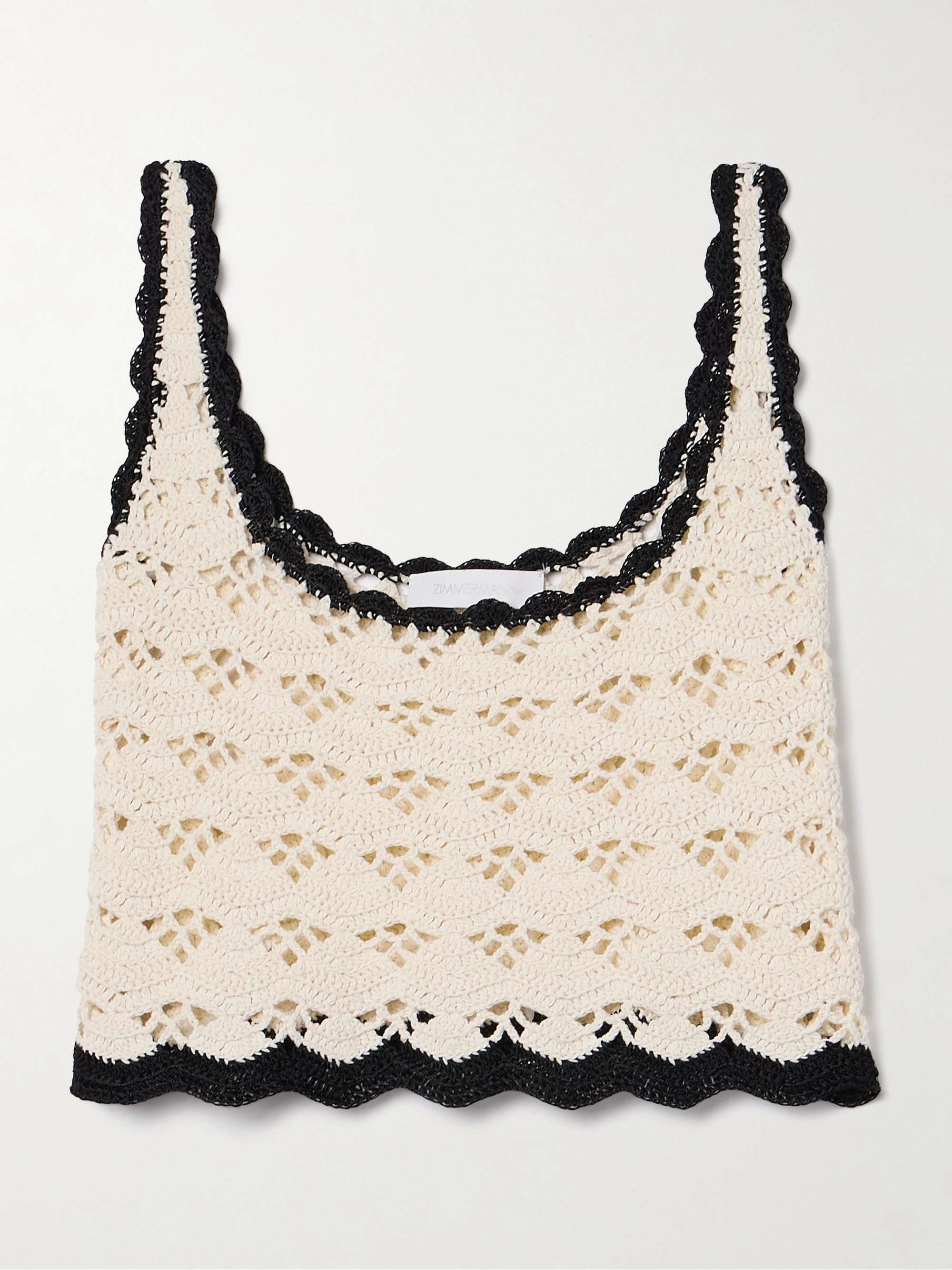 Rhiannon Cropped Crocheted Cotton Tank