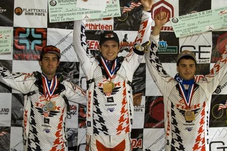 The elite men's podium with Andrew Neethling, Justin Leov and Neko Mulally