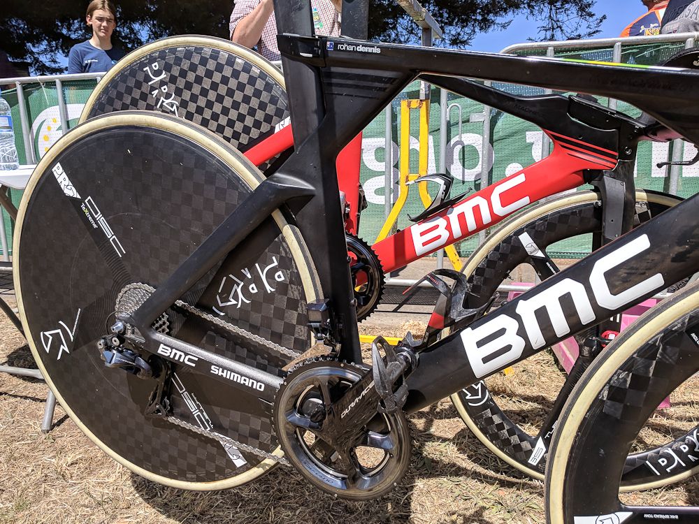 Dennis' BMC was equipped with a Shimano Dura-Ace R9150 groupset, complete with the new Shimano power meter