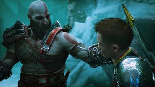 God of War Ragnarok Kratos reaching out to Atreus