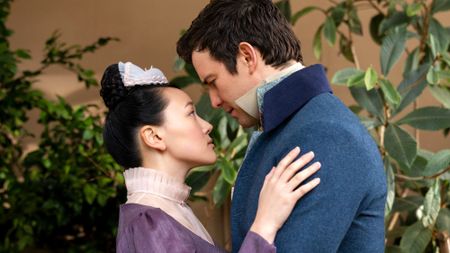 Yerin Ha and Luke Thompson in Bridgerton season 4 part 2