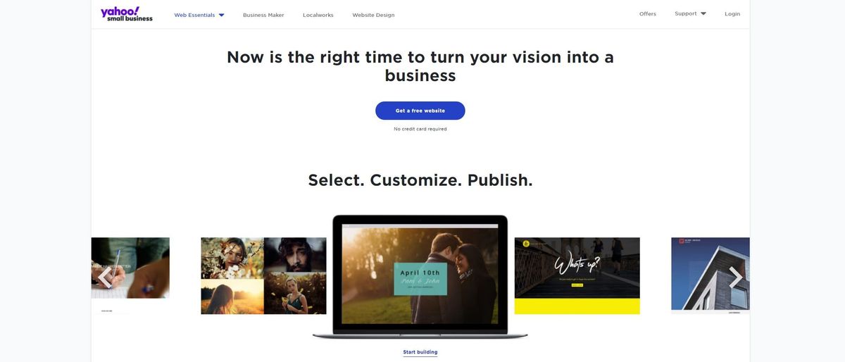 Yahoo Website Builder Review Hero