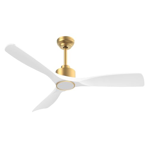 Ofantop 52 Inch Etl Listed Indoor Outdoor Smart Ceiling Fans With Lights Remote Control, Quiet Dc Motor 3 Blade Modern White Gold Ceiling Fan for Bedroom Living Room Patio