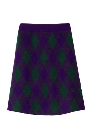 Burberry Argyle-Knit Wool Skirt