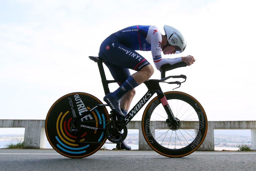HONDARRIBIA SPAIN APRIL 04 Rmi Cavagna of France and Team QuickStep Alpha Vinyl sprints during the 61st Itzulia Basque Country 2022 Stage 1 a 75km individual time trial from Hondarribia to Hondarribia itzulia WorldTour on April 04 2022 in Hondarribia Spain Photo by Gonzalo Arroyo MorenoGetty Images