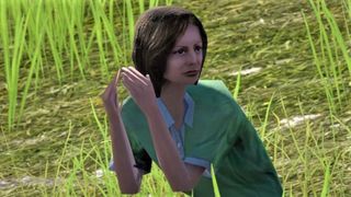 Gran Turismo 7 screenshot showing a low quality person model
