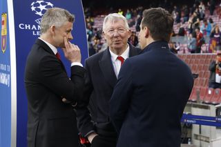 Sir Alex Ferguson, centre, was unable to inspire current Manchester United boss Ole Gunnar Solskjaer on Tuesday