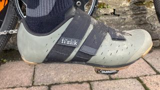 Fizik Terra Powerstrap X4 Gravel Shoe side on on a pedal