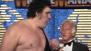 Bob Uecker and Andre the Giant at WrestleMania IV