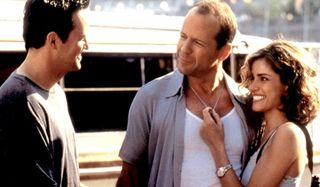 The Whole Nine Yards Matthew Perry Bruce Willis Amanda Peet a friendly chat at the boat dock