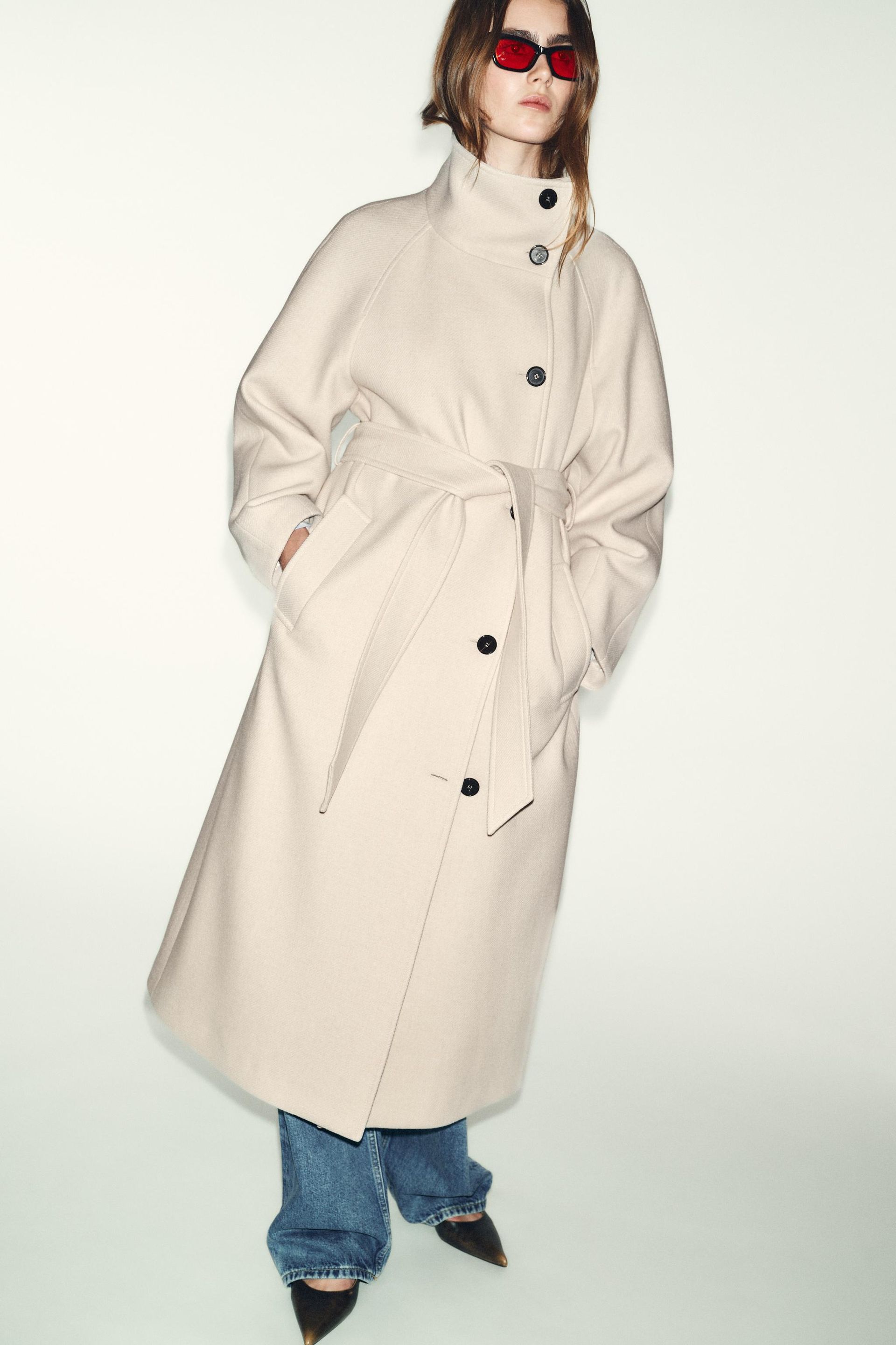 Long Coat With Wool and High Neck